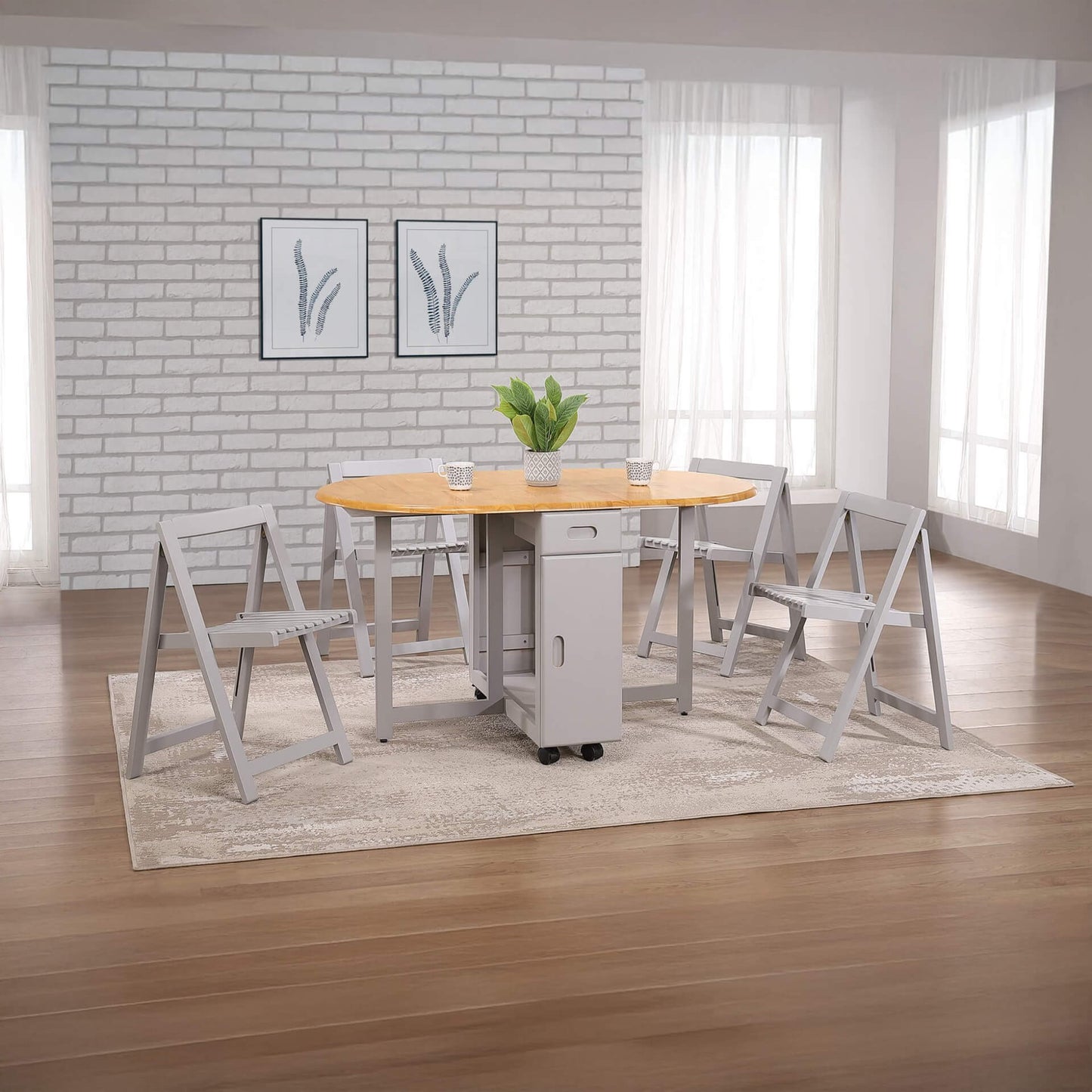Butterfly Dining Set – Space-Saving Style with 4 Chairs - Oak & Grey