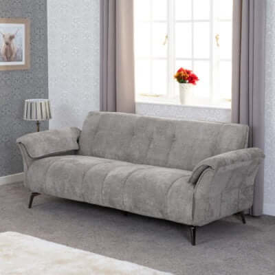 Alt Tag: Farah Collection - 3 Seater Sofa in grey fabric with padded armrests and supportive seat, modern lounge sofa for rental property