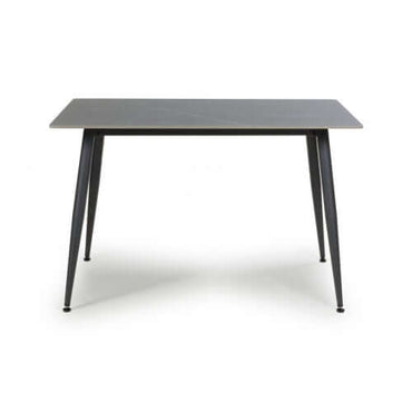 Alt Tag: Sapphire 1.2m Dining Table - Grey rectangular grey ceramic granite top dining table with metal legs and adjustable feet